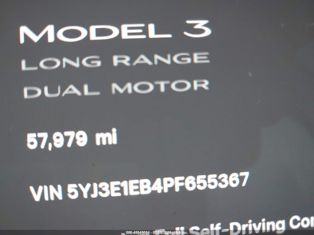 Aukcja sprzedaży 2023 Tesla Model 3 Long Range Dual Motor All-wheel Drive, vin: 5YJ3E1EB4PF655367, numer aukcji: 45545084