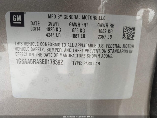 Cadillac Ats Standard 2014 1G6AA5RA3E0178392 Image 9