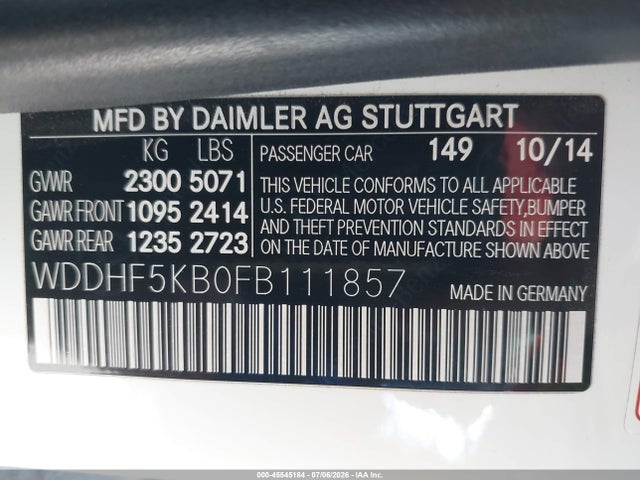 WDDHF5KB0FB111857 Mercedes-Benz E 350