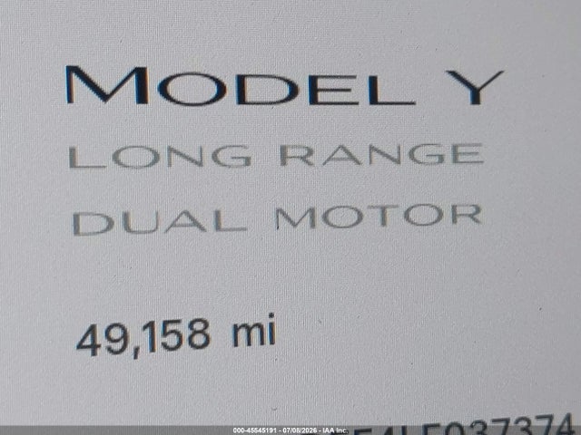 45545191 :رقم المزاد ، 5YJYGDEE4LF037374 vin ، 2020 Tesla Model Y Long Range Dual Motor All-wheel Drive مزاد بيع