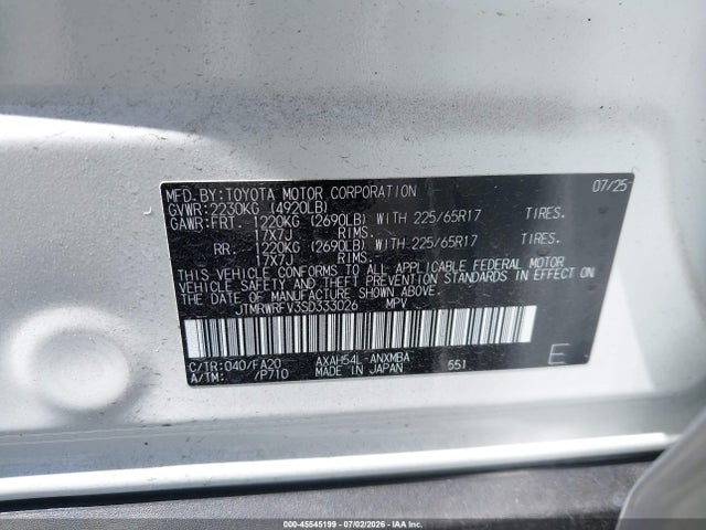 JTMRWRFV3SD333026 Toyota RAV4 HYBRID