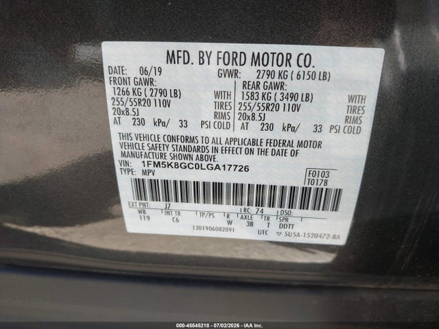 Ford Explorer St 2020 1FM5K8GC0LGA17726 Image 9