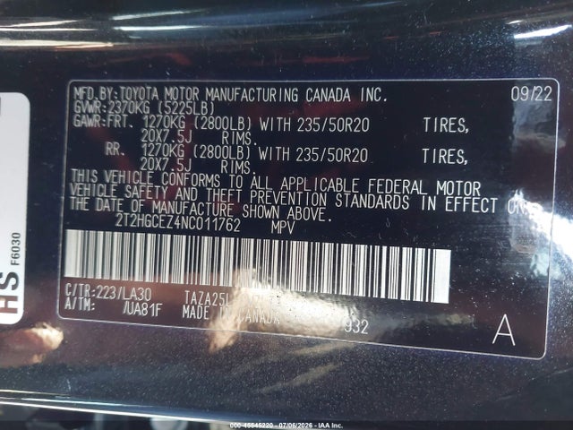 2022 Lexus Nx 350 Luxury მანქანა იყიდება აუქციონზე, vin: 2T2HGCEZ4NC011762, აუქციონის ნომერი: 45545220