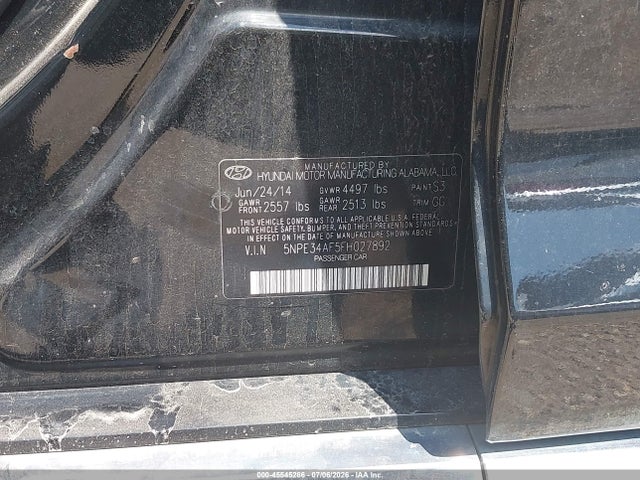 2015 Hyundai Sonata Sport მანქანა იყიდება აუქციონზე, vin: 5NPE34AF5FH027892, აუქციონის ნომერი: 45545286