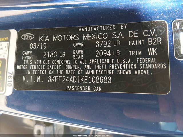 KIA Forte Lxs 2019 3KPF24AD1KE108683 Image 9