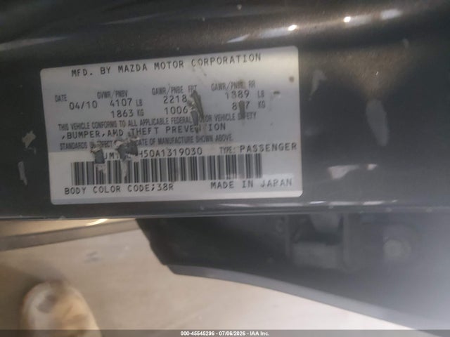 Auction sale of the 2010 Mazda Mazda3 S Grand Touring, vin: JM1BL1H50A1319030, lot number: 45545296