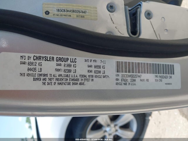 Продажа на аукционе авто 2011 Dodge Caliber Mainstreet, vin: 1B3CB3HA5BD257447, номер лота: 45545302