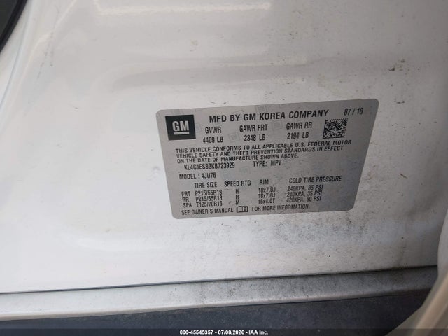 Продаж на аукціоні авто 2019 Buick Encore Awd Preferred, vin: KL4CJESB3KB723929, номер лоту: 45545357