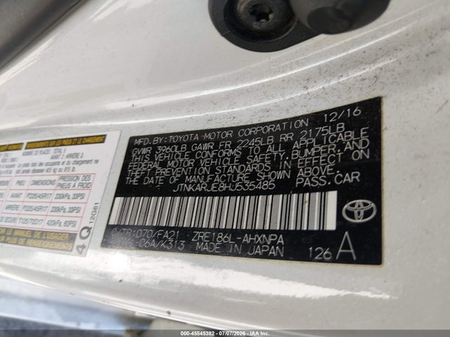 45545382 :رقم المزاد ، JTNKARJE8HJ535485 vin ، 2017 Toyota Corolla Im مزاد بيع