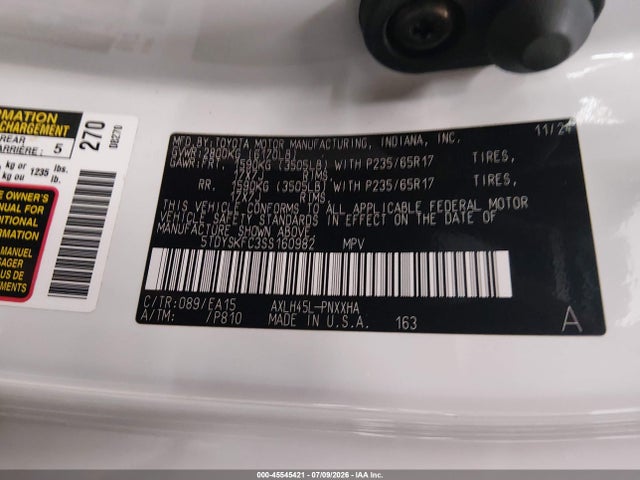 2025 Toyota Sienna Xle მანქანა იყიდება აუქციონზე, vin: 5TDYSKFC3SS160982, აუქციონის ნომერი: 45545421