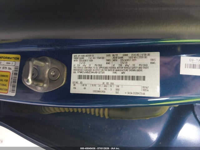 1FMCU9BZ3NUB12725 Ford Escape Se Hybrid