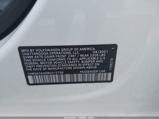 Volkswagen Passat 2.0t Se 2021 1VWSA7A30MC012738 Image 9