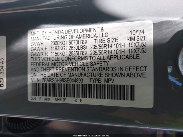 7FARS6H98SE044893 Honda Cr-v Hybrid Sport Touring