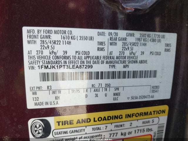 Ford Expedition King Ranch Max 2020 1FMJK1PT3LEA87299 Image 9