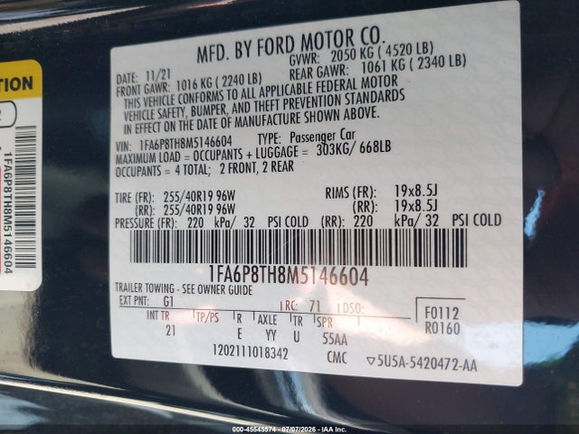 Ford Mustang Ecoboost Fastback 2021 1FA6P8TH8M5146604 Image 9
