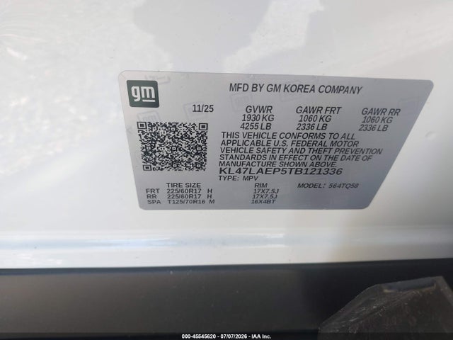 Aukcja sprzedaży 2026 Buick Envista Preferred Fwd, vin: KL47LAEP5TB121336, numer aukcji: 45545620