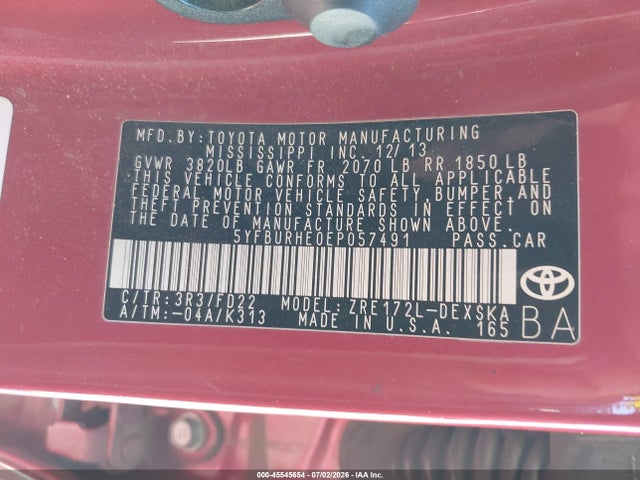 Toyota Corolla S Plus 2014 5YFBURHE0EP057491 Image 9