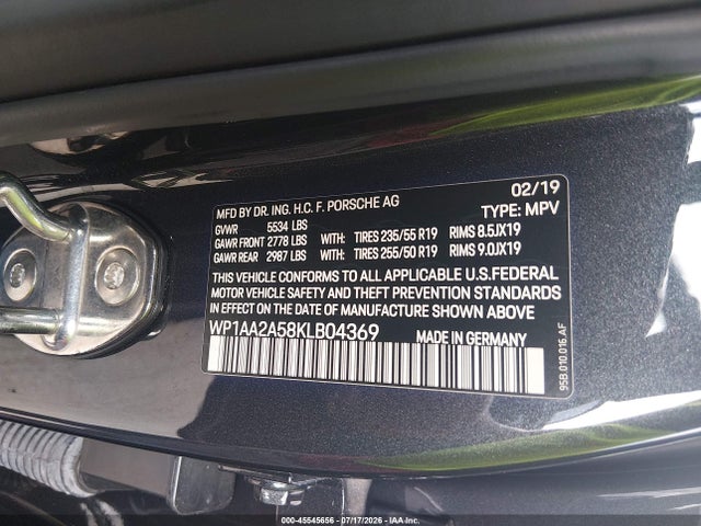 WP1AA2A58KLB04369 Porsche Macan
