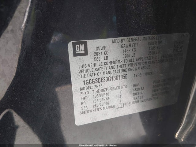 1GCGSCE33G1301055 Chevrolet Colorado 2wd Lt