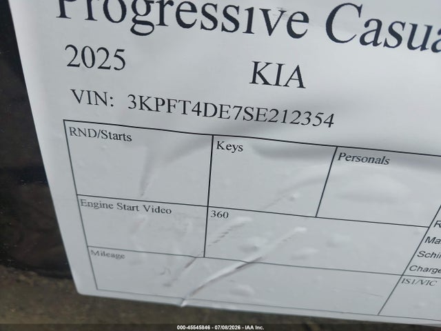 Aukcja sprzedaży 2025 Kia K4 Lxs, vin: 3KPFT4DE7SE212354, numer aukcji: 45545846