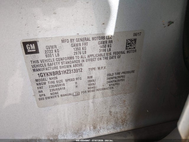 Aukcja sprzedaży 2017 Cadillac Xt5 Luxury, vin: 1GYKNBRS1HZ313912, numer aukcji: 45545867