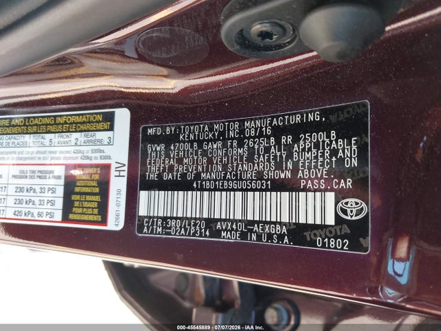 4T1BD1EB9GU056031 Toyota Avalon Hybrid Xle Premium