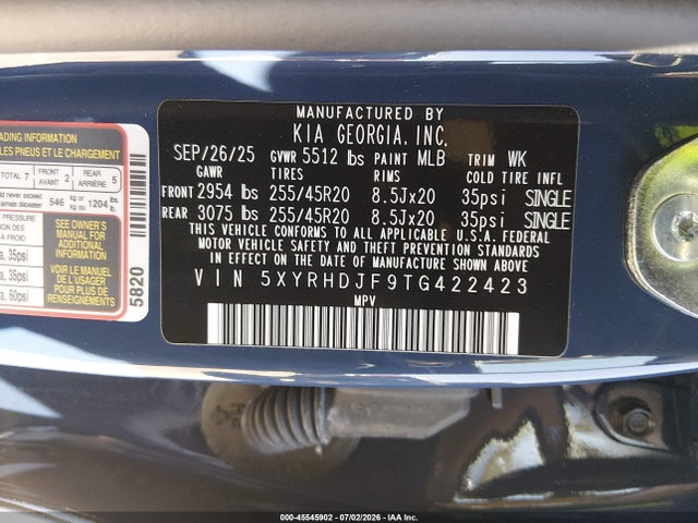 KIA SORENTO EX 2026 5XYRHDJF9TG422423 Image 9