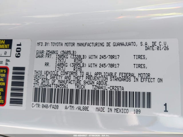 Toyota Tacoma Sr 2026 3TYJDAHN4TT045561 Image 9