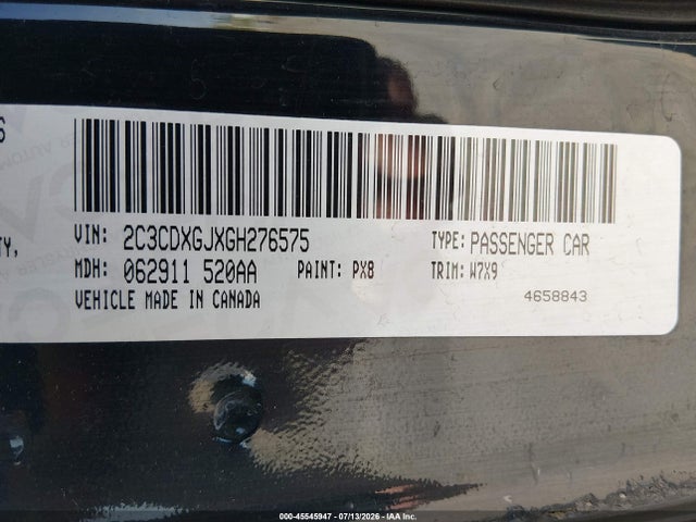 45545947 :رقم المزاد ، 2C3CDXGJXGH276575 vin ، 2016 Dodge Charger R/t Scat Pack مزاد بيع