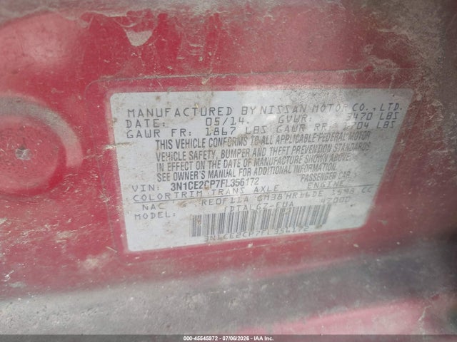3N1CE2CP7FL356172 Nissan Versa Note Sr