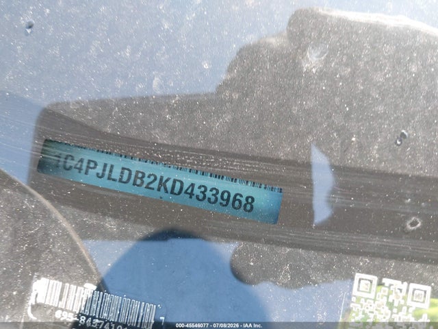 2019 Jeep Cherokee Limited Fwd მანქანა იყიდება აუქციონზე, vin: 1C4PJLDB2KD433968, აუქციონის ნომერი: 45546077