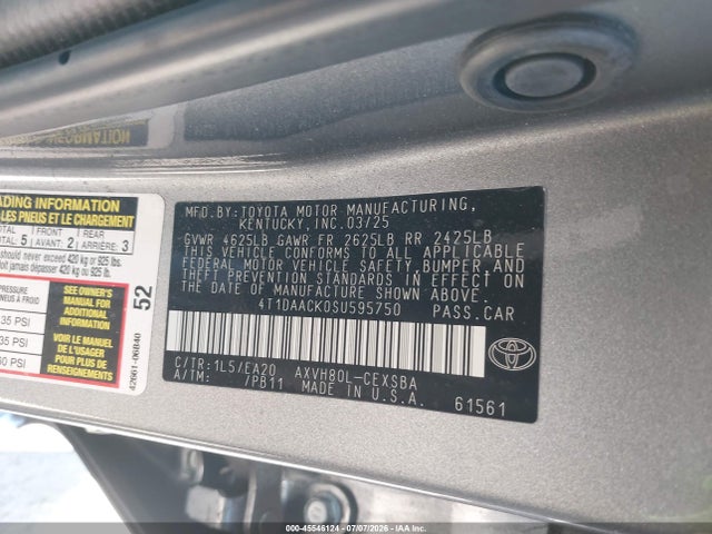 Toyota CAMRY SE 2025 4T1DAACK0SU595750 Image 9