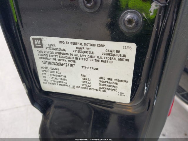 Auction sale of the 2006 Gmc Sierra 2500hd Slt, vin: 1GTHK23DX6F174767, lot number: 45546131