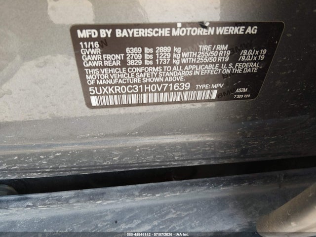 2017 Bmw X5 Xdrive35i მანქანა იყიდება აუქციონზე, vin: 5UXKR0C31H0V71639, აუქციონის ნომერი: 45546142