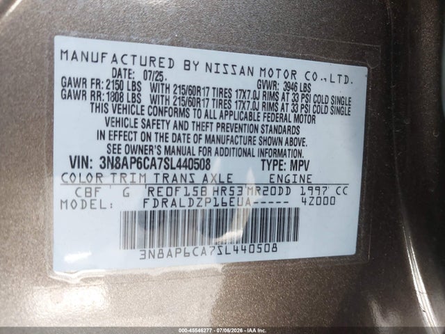3N8AP6CA7SL440508 Nissan Kicks Sv Fwd
