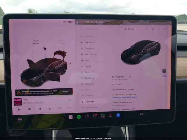 45546304 :رقم المزاد ، 5YJ3E1EA2KF192936 vin ، 2019 Tesla Model 3 Long Range/mid Range/standard Range/standard Range Plus مزاد بيع