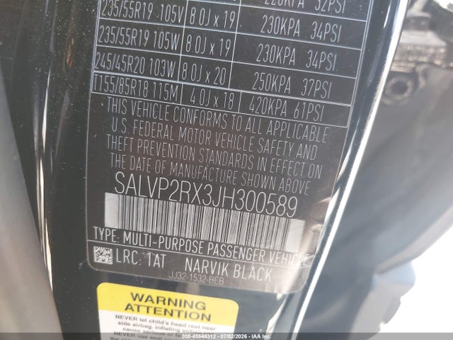 SALVP2RX3JH300589 Land Rover Range Rover Evoque Se/se Premium