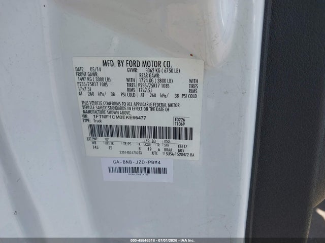 Ford F-150 Stx/xl/xlt 2014 1FTMF1CM0EKE66477 Image 9