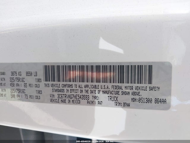 3C6TRVAG7HE543593 RAM Promaster 1500 Low Roof 136 Wb
