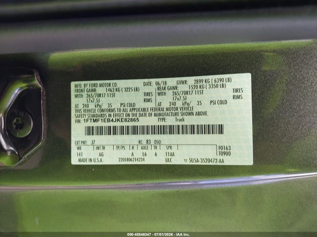 Ford F-150 Xl/xlt 2018 1FTMF1EB4JKE82865 Image 9