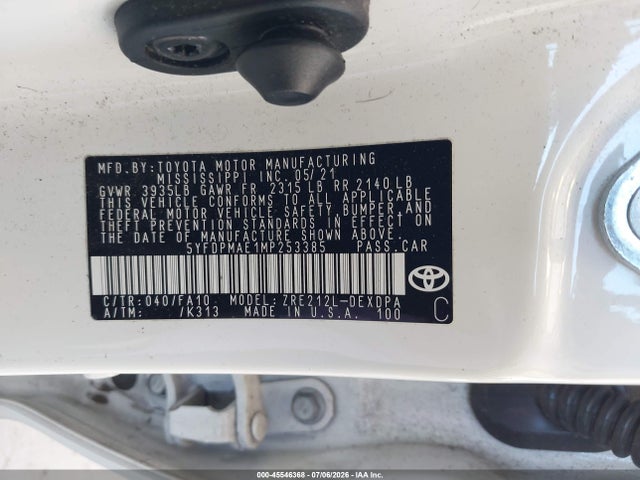 5YFDPMAE1MP253385 Toyota COROLLA L