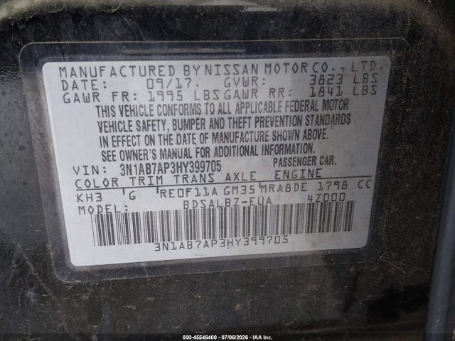 Nissan SENTRA S 2017 3N1AB7AP3HY399705 Image 9