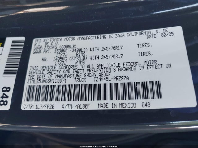 Toyota Tacoma Sr5 2025 3TMLB5JN6SM115071 Image 9