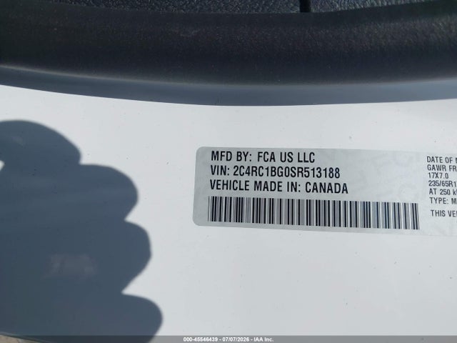 Продажа на аукционе авто 2025 Chrysler Pacifica Select, vin: 2C4RC1BG0SR513188, номер лота: 45546439