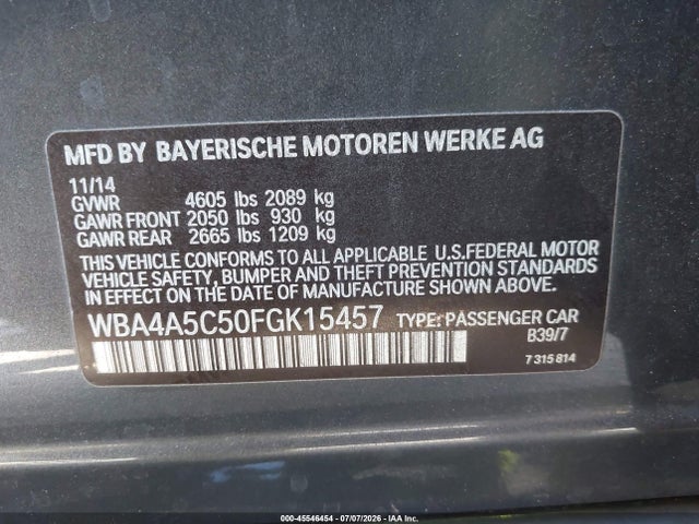 WBA4A5C50FGK15457 BMW 428 Gran Coupe