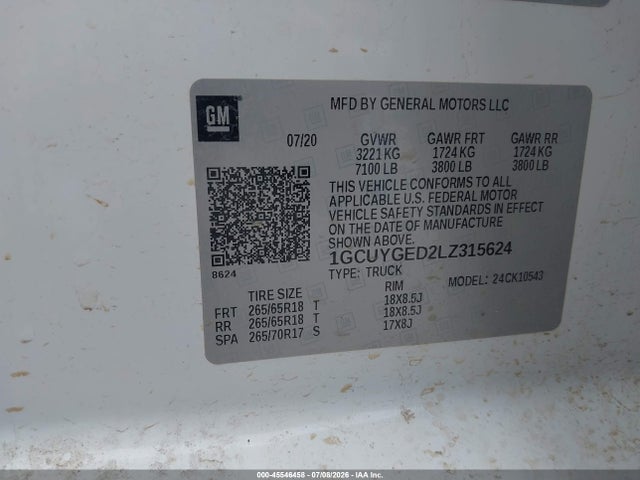 1GCUYGED2LZ315624 Chevrolet Silverado 1500 4wd Short Bed Ltz