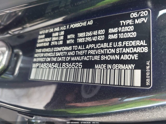 Aukcja sprzedaży 2020 Porsche Macan S, vin: WP1AB2A54LLB36525, numer aukcji: 45546463