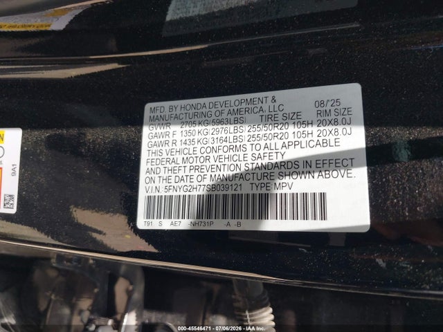 Honda Pilot Touring 2025 5FNYG2H77SB039121 Image 9