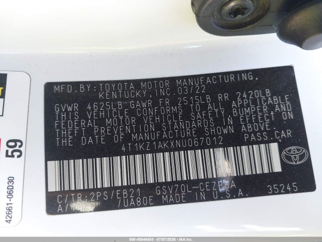 4T1KZ1AKXNU067012 Toyota CAMRY TRD