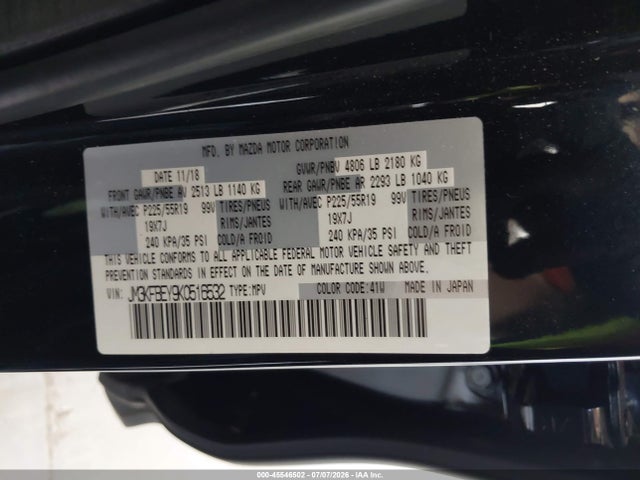 Aukcja sprzedaży 2019 Mazda Cx-5 Signature, vin: JM3KFBEY9K0516532, numer aukcji: 45546502